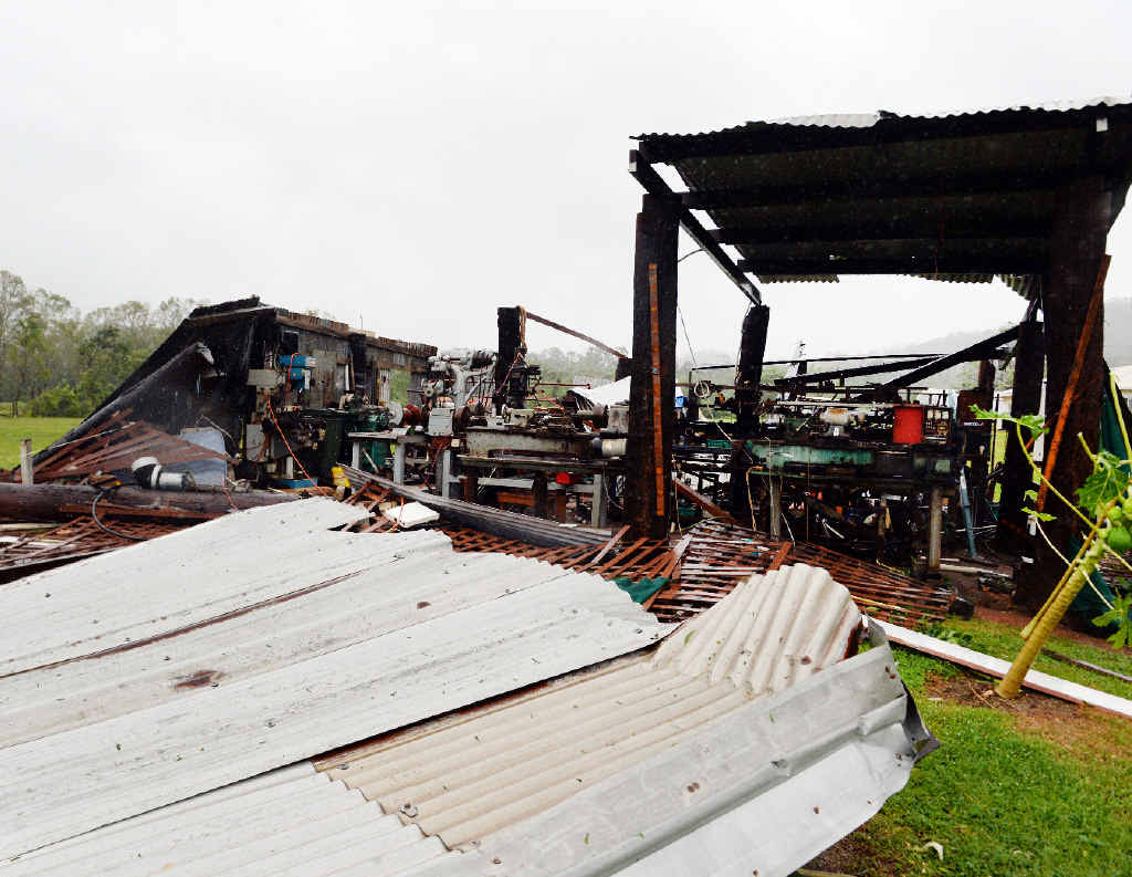 Roofing iron was everywhere from this Cooktown machinery shed. Roofing iron was everywhere from this Cooktown machinery shed.